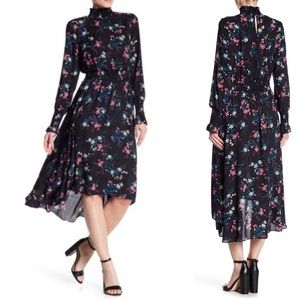 Longsleeve Floral Mock Neck Hi-Lo Maxi Dress Sz 10